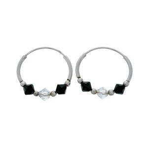 Vintage Sterling Silver 925 Crystal Hoop Earrings